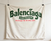 Balenciaga Green Leaf Pure Premium Logo Flannel Sofa Throw Blanket Luxury Brand Cover BA031